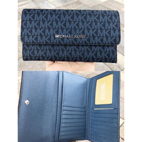 michael kors blue large wallet|michael kors navy blue wallet.